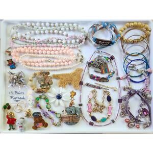 Kids Jewelry Jar Lot 48 Pc Dress Up Play Pretend: Bracelets, Earrings, Rings